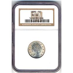 1899 5c NGC MS66