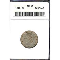 1892 5c ANACS AU55