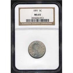 1891 5c NGC MS65