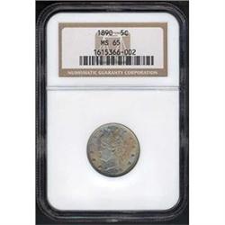 1890 5c NGC MS65