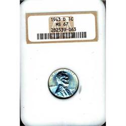 1943-D 1c NGC MS67