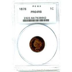 1878 1c PCGS PF64RB