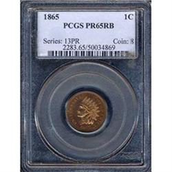 1865 1c PCGS PF65RB
