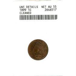 1899 1c ANACS Net AU55 clnd