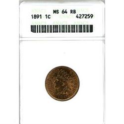 1891 1c ANACS MS64RB