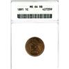 Image 1 : 1891 1c ANACS MS64RB