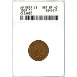 1889 1c ANACS Net EF45 clnd