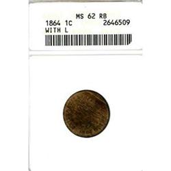 1864-L 1c ANACS MS62RB