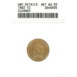 1862 CN 1c ANACS Net AU55 clnd