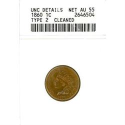 1860 CN 1c ANACS Net AU55 clnd