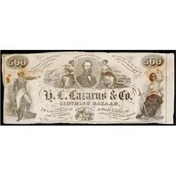 Syracuse, NY, H.L. Lazarus & Co. Clothing Bazaar, "500", Very Fine.