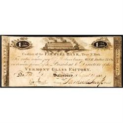 Salisbury, VT, The Vermont Glass Factory, $1.75, Second Series, Very Fine.