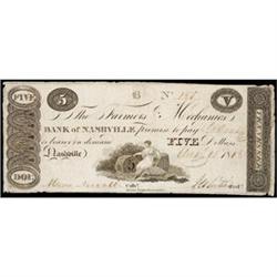 Nashville, TN, The Bank of Nashville, $5, Very Fine.