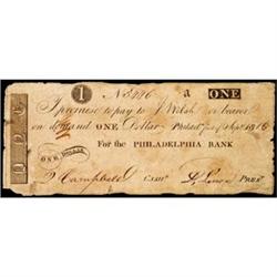 Philadelphia, PA, The Philadelphia Bank, $1, Fine.