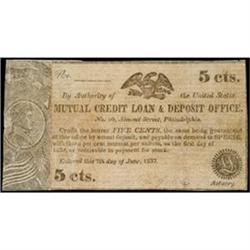 Philadelphia, PA, Mutual Credit Loan & Deposit Office, 5 Cents, Very Fine.