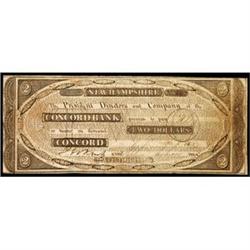 Concord, NH, The Concord Bank, $2, Choice Very Fine.
