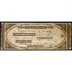 Concord, NH, The Concord Bank, $1, Very Fine.