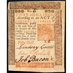 Pennsylvania, April 10, 1775, 50s, Plate C,  Philadelphia "Work House" vignette.