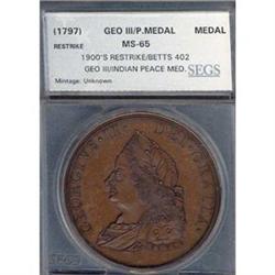 Indian Peace Medal Res. Betts 402 MS64BN