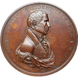 1817 James Monroe Indian Peace Medal, Struck at the United States Mint in Bronze.