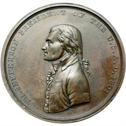 1801, Thomas Jefferson Indian Peace Medal, Large Size, Struck at the United States Mint in Bronze.