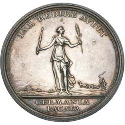 1763 "Peace of Paris" Medal in Silver, Choice Prooflike About Uncirculated.