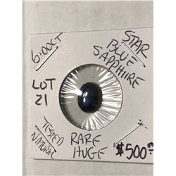 RARE HUGE 6.00 Carat STAR BLUE SAPPHIRE Tested Natural