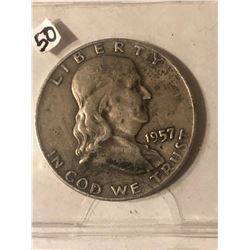 1957 D Silver Franklin Half Dollar Nice Early US Silver Coin