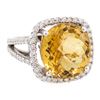 Image 1 : 11.08 ctw Golden Tourmaline And Diamond Ring - 14KT White Gold