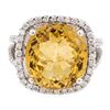 Image 2 : 11.08 ctw Golden Tourmaline And Diamond Ring - 14KT White Gold