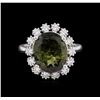 Image 2 : 6.15 ctw Green Tourmaline and Diamond Ring - 14KT White Gold