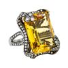 32.00 ctw Citrine And Diamond Ring - 18KT Black Rhodium Gold
