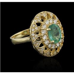 1.64 ctw Emerald and Diamond Ring - 14KT Yellow Gold