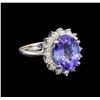 14KT White Gold 4.37 ctw Tanzanite and Diamond Ring