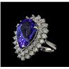 Image 1 : 10.90 ctw Tanzanite and Diamond Ring - 14KT White Gold