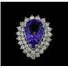 Image 2 : 10.90 ctw Tanzanite and Diamond Ring - 14KT White Gold