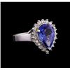 4.46 ctw Tanzanite and Diamond Ring - 14KT White Gold