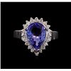 Image 2 : 4.46 ctw Tanzanite and Diamond Ring - 14KT White Gold