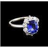 Image 1 : 2.60 ctw Blue Sapphire and Diamond Ring - 18KT White Gold