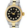 Image 1 : Rolex Ladies 2 Tone 14K Black Diamond 26MM Datejust Wristwatch