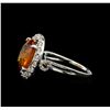 Image 3 : 6.19 ctw Mandarin Spessartite and Diamond Ring - 14KT White Gold