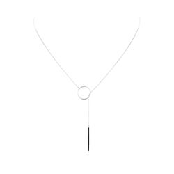 14KT White Gold Circle and Bar Necklace