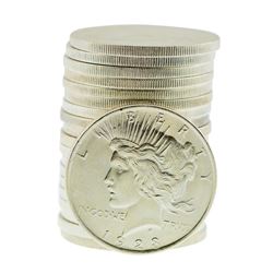 Roll of (20) Brilliant Uncirculated 1923 $1 Peace Silver Dollar Coins