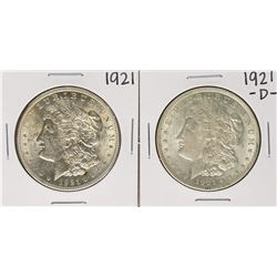 Lot of 1921 & 1921-D $1 Morgan Silver Dollar Coins