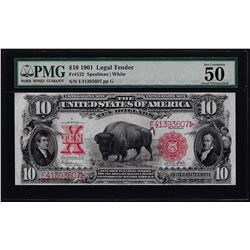 1901 $10 Bison Legal Tender Note Fr.122 PMG About Uncirculated 50EPQ