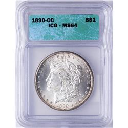 1890-CC $1 Morgan Silver Dollar Coin ICG MS64