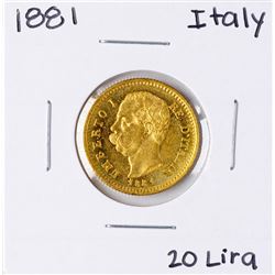 1881 Italy 20 Lira Gold Coin