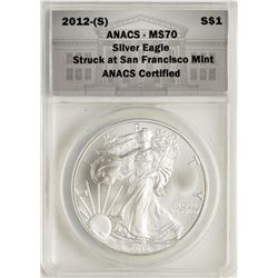 2012-(S) $1 American Silver Eagle Coin ANACS MS70 First Day of Issue