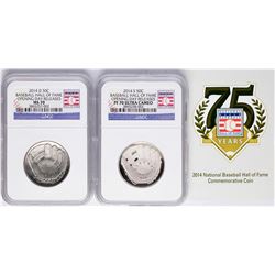Opening Day 2014-D & 2014-S Baseball Hall of Fame Half Dollar Coins NGC MS70/PF7