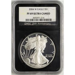 2004-W $1 Proof American Silver Eagle Coin NGC PF69 Ultra Cameo